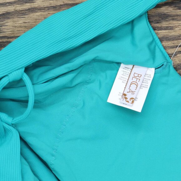 NWT Becca Womens Standard Modern Edge High-Leg One Piece Swimsuit Peacock Blue L - Picture 8 of 8